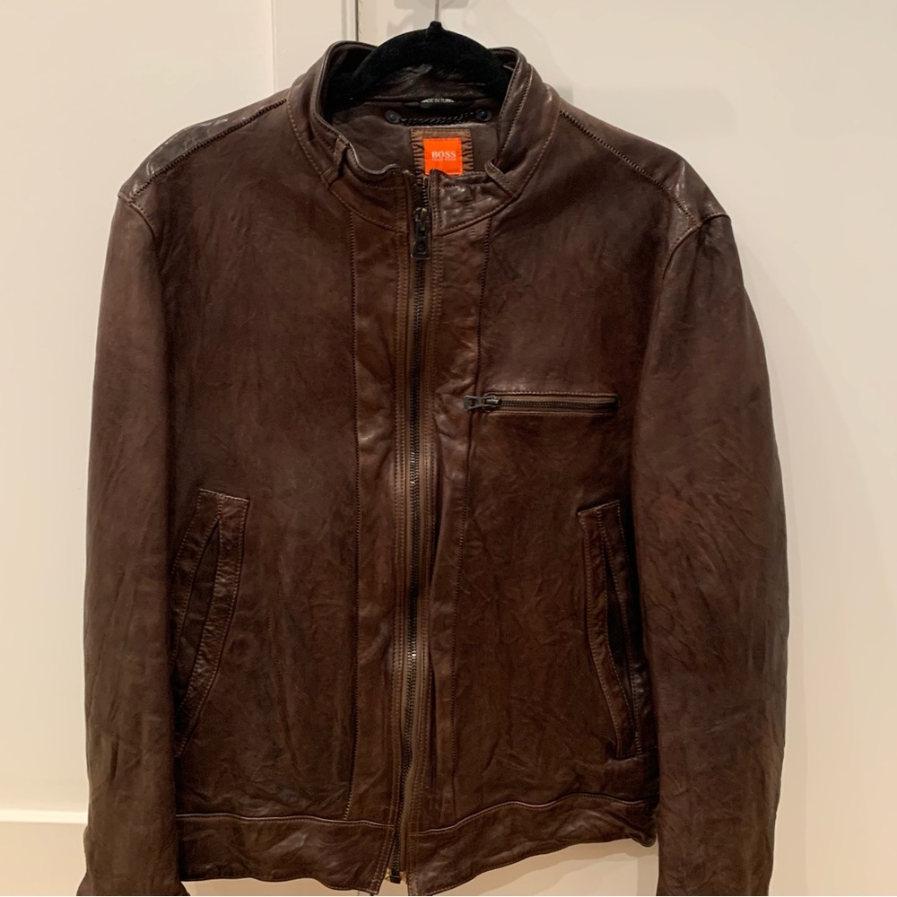 Hugo Boss Vintage Distressed Leather Jacket